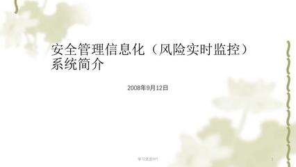 安全管理信息化风险实时监控系统简介